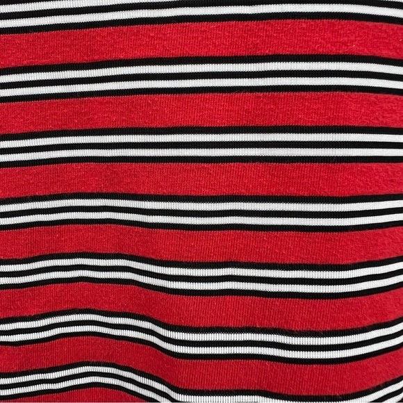 Vintage Gap Stripe Mock Neck Long Sleeve Top 90s Red Black White Stretch Large - Picture 3 of 8
